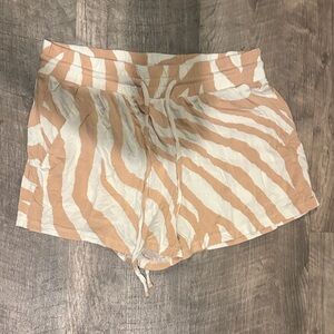Screen Stars Tan and White Zebra Print Women Shorts